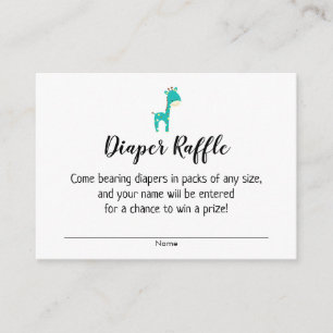 Baby-Shower-Windel-Raffle-Tickets mit teal Giraffe Begleitkarte