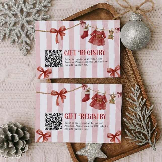 Baby Shower Winter Gift QR Code Registry Card Begleitkarte (Von Creator hochgeladen)