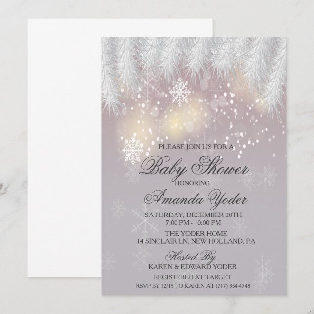 Baby Shower Winter Snowflake Einladung (Vorne/Hinten)