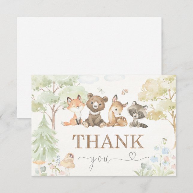 Baby Shower Woodland Animals Vielen Dank (Vorne/Hinten)