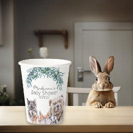 Baby Shower Woodland Tiere Aquarellfolien Pappbecher