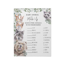 Baby Shower Woodland Tiere passen sich dem Spiel a Notizblock