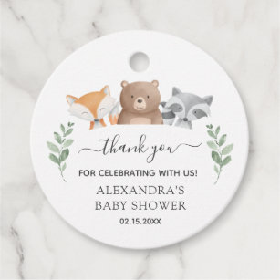 Baby Shower Woodland Tiere Vielen Dank Geschenkanhänger