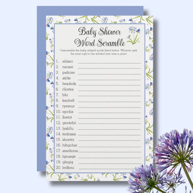 Baby Shower Word Scramble  Lily with Bluebird (Von Creator hochgeladen)