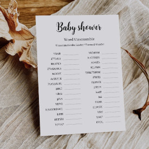 Baby Shower Wortentschlüsselungsspiel, Druckbar Einladung