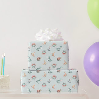 Baby Shower Wrapping Paper Mixed Dinosaur Pattern Geschenkpapier
