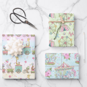 Baby-Shower-Zirkus Geschenkpapier Set