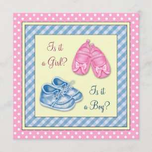 Baby-Shower zur Geschlechtsenthüllung mit rosa und Einladung