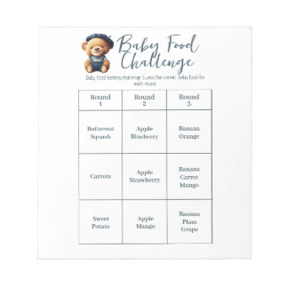 Baby Showfood Challenge Game Activity Notepad Notizblock
