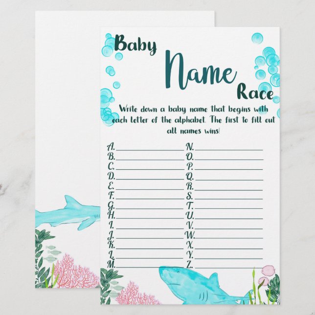 Baby Showgame Card Kindernamensrennen Briefpapier (Vorne/Hinten)