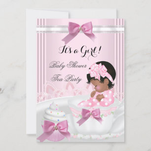 Baby ShowGirl Pink Baby Teacup Cupcake 4a Einladung