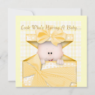 BABY SHOWING INVITATION YELLOW EINLADUNG