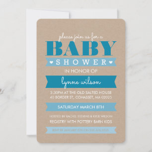 BABY SHOWITE INVITE Moderne rustikale Kraftkraft W Einladung