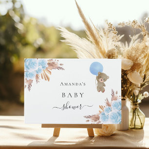 Baby Showpampas Gras blauer Teddybär Gästebuch