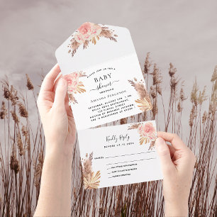 Baby Showpampas Gras Rose Gold Blumenzunge UAWG All In One Einladung