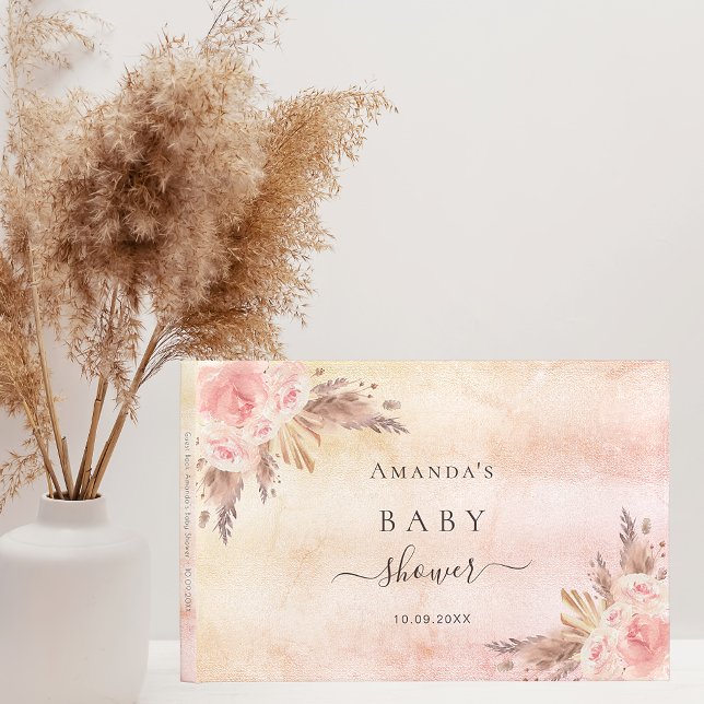 Baby Showpampas Gras Rose Gold Gästebuch (Von Creator hochgeladen)