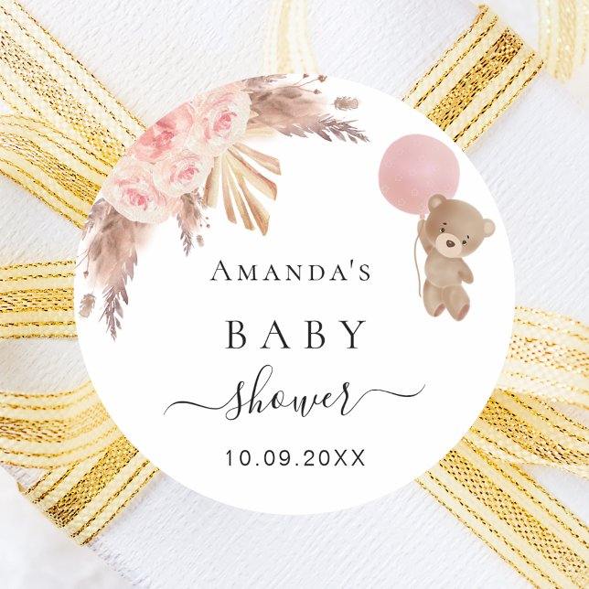 Baby Showpampas Gras Rose Goldteddy Runder Aufkleber (Von Creator hochgeladen)