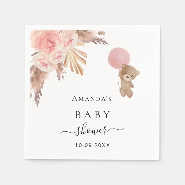 Baby Showpampas Gras Rose Goldteddy Serviette (Vorderseite)