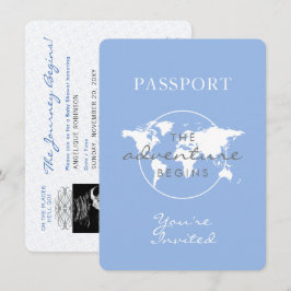 Baby Showpass Reisethema Dusty Blue Einladung