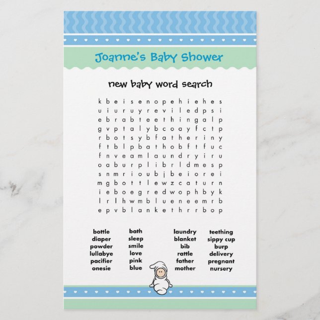 Baby Showspiel - Word Search (Vorderseite)
