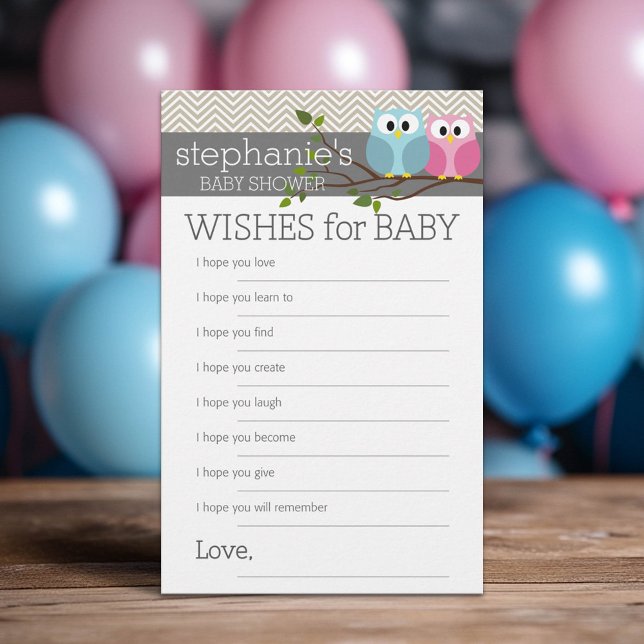 Baby Showspiel wünscht Woodland Owl (Custom Shower Game)