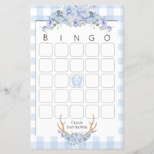 Baby Showspiele Bingo BOHO Baby Shower Blue Flyer