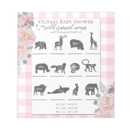 Baby Showspiele Pink Roses Gingham Notizblock