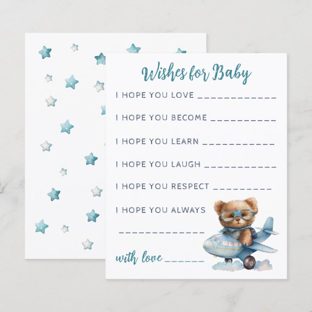 Baby Showteddy Bär Blue Baby Card (Vorne/Hinten)