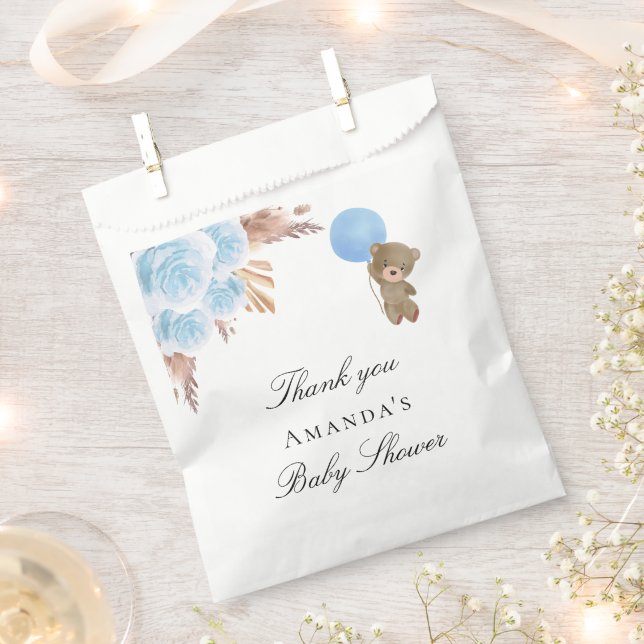 Baby Showteddy Bär Blue Pampas Gras Junge Geschenktütchen (Ausgeschnitten)