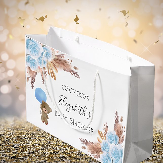 Baby Showteddy Blumenpampas Blue Junge Große Geschenktüte (Von Creator hochgeladen)