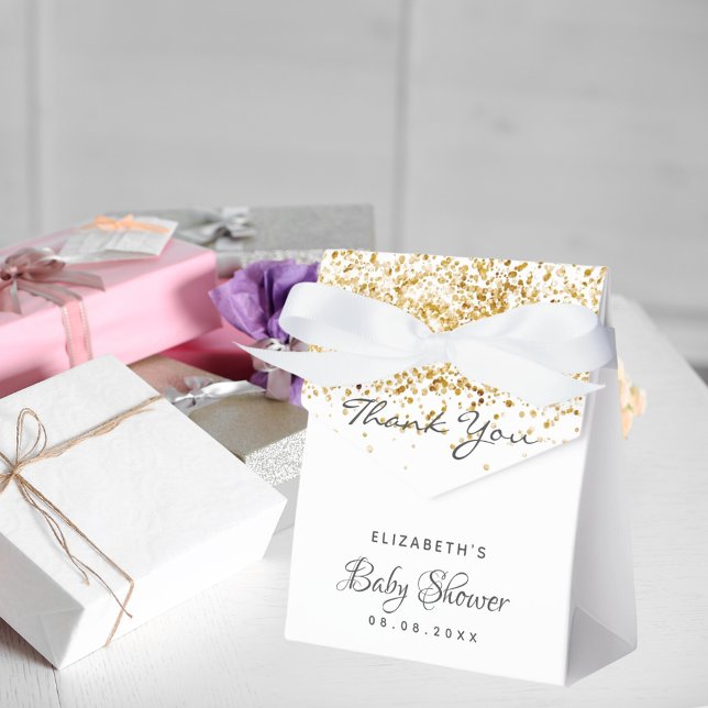 Baby Showwhite gold Glitzer Vielen Dank Geschenkschachtel (Von Creator hochgeladen)