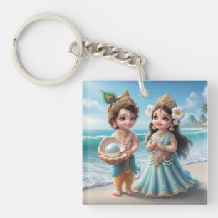 Baby Shree Krishna & Radha mit Diamond Divine Schlüsselanhänger