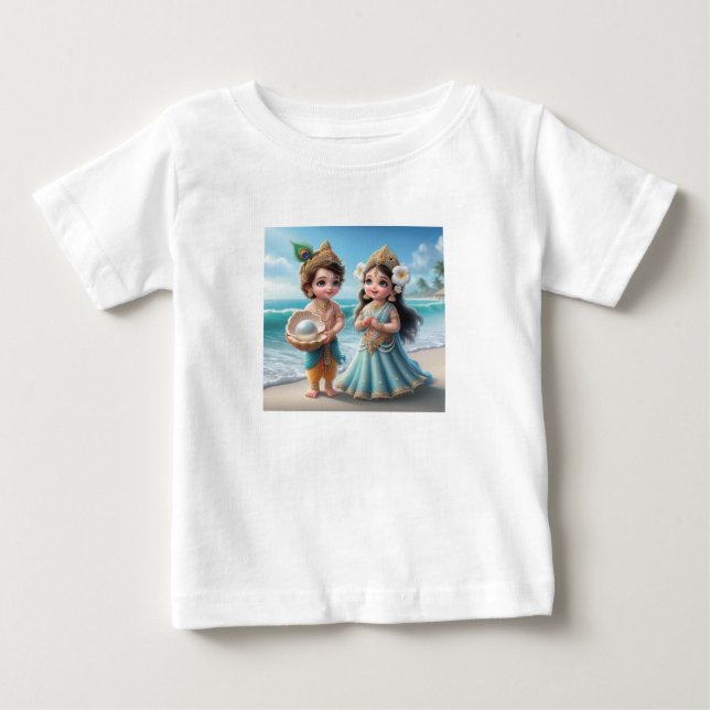 Baby Shree Krishna & Radha mit Diamond Divine T-shirt (Vorderseite)