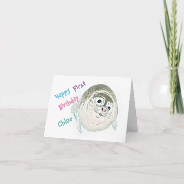 Baby Siegel Geburtstagkarte Karte (Vorderseite)