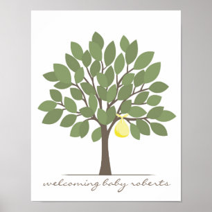 Baby Signature Tree - Gelb Poster