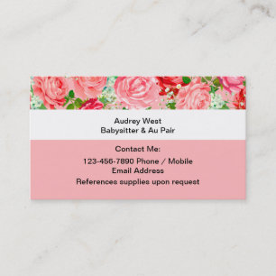 Baby Sitter und AU Pair Business Cards Visitenkarte