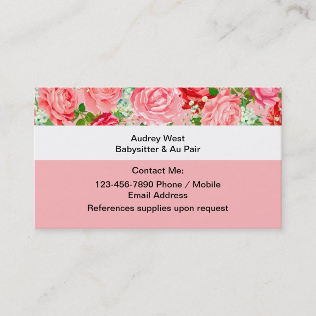 Baby Sitter und AU Pair Business Cards Visitenkarte (Vorderseite)