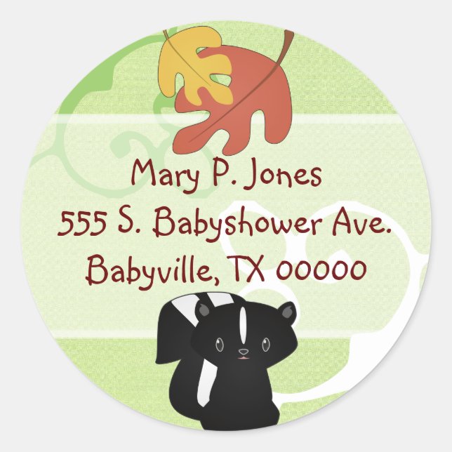 Baby Skunk Address Label Stickers (Vorderseite)