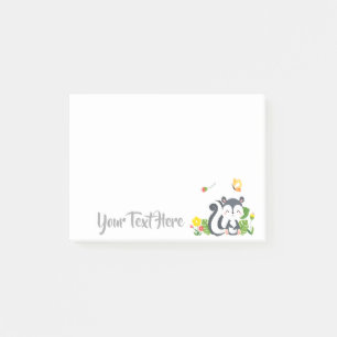 Baby Skunk, Butterfly & Blume Post-it Klebezettel