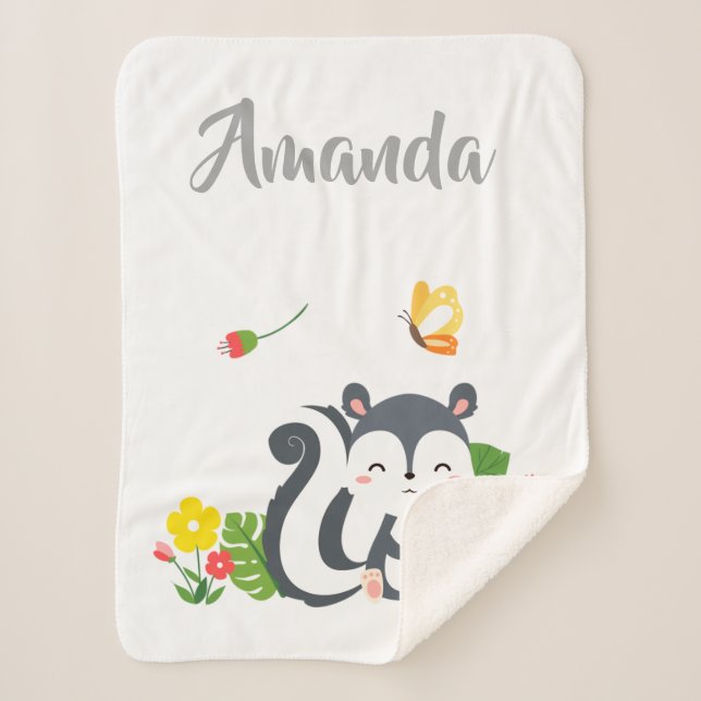 Baby Skunk, Butterfly & Blume Sherpadecke (Vorderseite)