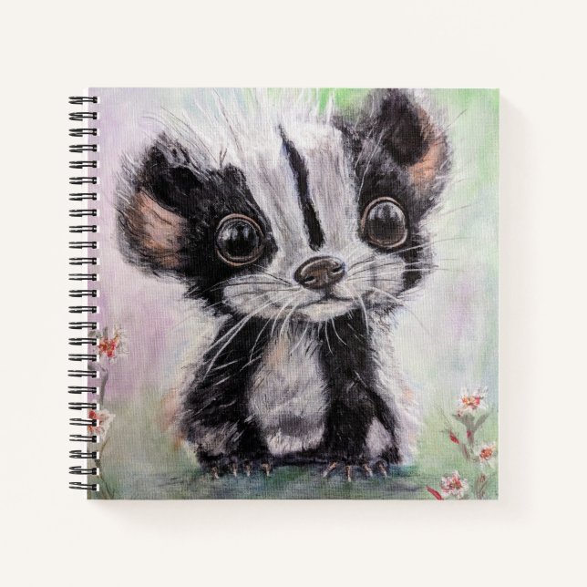 Baby Skunk Custom 8.5" x 8.5" SpiralNotebook Notizbuch (Vorderseite)