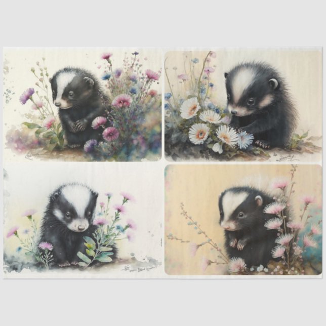 Baby Skunks Tissue Paper Seidenpapier (Vorderseite)