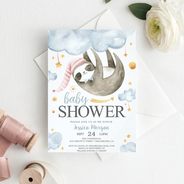 Baby Sloth Baby Shower Einladungen (Von Creator hochgeladen)