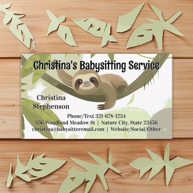 Baby Sloth Babysitter Daycare Kinderbetreuung Visitenkarte (sloth babysitting childcare business card
)