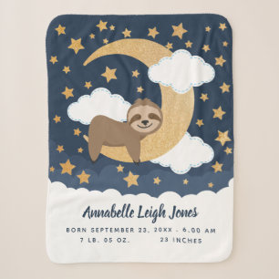 Baby Sloth Moon Baby Sherpa Blanket Sherpadecke