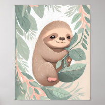Baby Sloth Nursery Imprimer Poster Wall Art