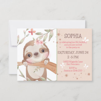 Baby Sloth on Tree Birthday Einladung