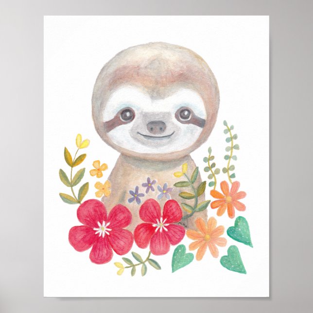 Baby Sloth Poster Niedlich Baby-Sloth Kinderzimmer (Vorne)