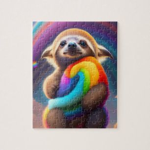 Baby Sloth Wasserfarbe mit Regenbogenfarben