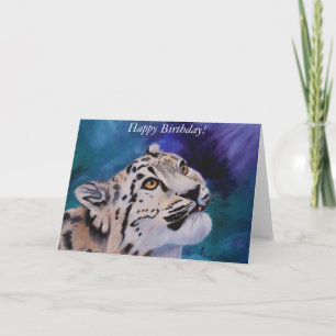 Baby Snow Leopard Birthday Card Karte